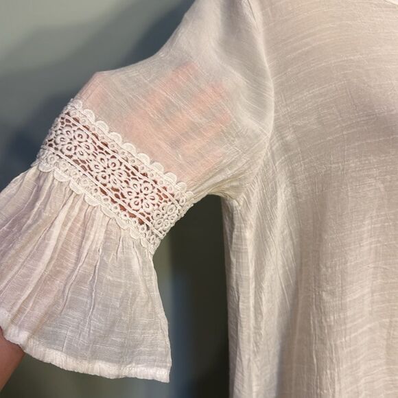 FINAL ❤️ Cupshe White ruffle embroidered tunic swim cover Size S - Picture 5 of 7